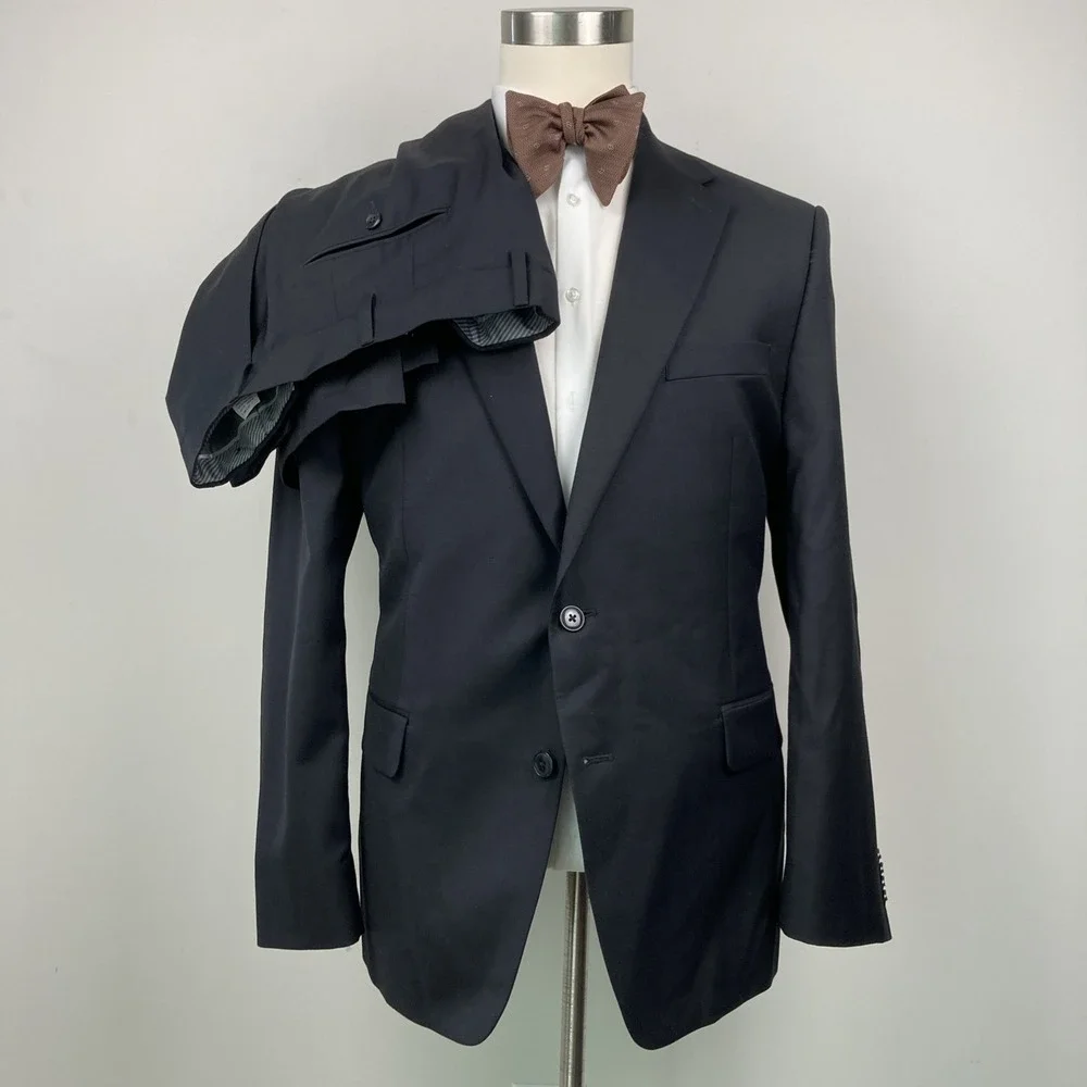 Michael Kors 44R 38x32 Black Wool Blend Mens Jacket Pants Suit